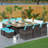 Jarhia 10 - Person Wicker Patio Dining Set with Rectangular Table , Cushions Included-71663841-72041102