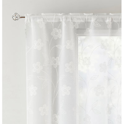 Roanoke Polyester Sheer Rod Pocket Curtain Pair