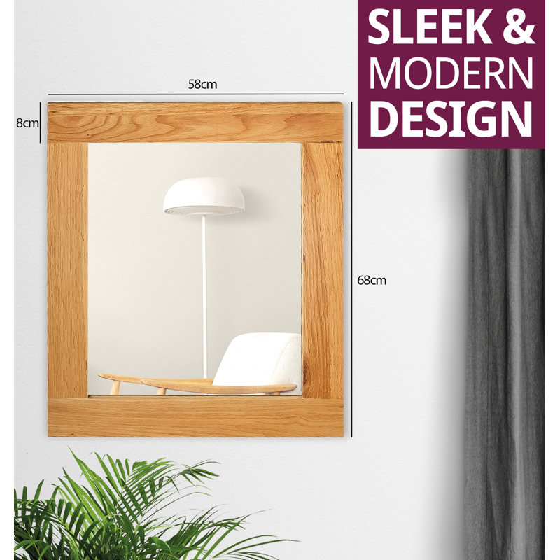 Frazier Solid Wood Rectangle Mirror, 68cm H x 58cm W x 2cm D
