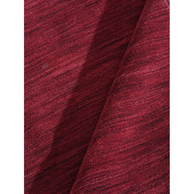 Manns Hand Knotted Loom Wool Eco-Friendly Area Rugs - Runner, Dark Red Color, Plain Solid Design, High Pile Thick Handmade Anti Skid Area Rugs for Living Room, Bed Room