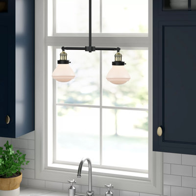 Luminaire suspendu linéaire à 2 lumières pour îlot de cuisine Chesterville