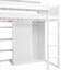 Lit mezzanine simple blanc pour chambres compactes, avec lit de rangement en bois, garde-corps blanc et double-1350922706