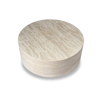Travertine Stone Round Coffee Table — Ø 36" x 14"H
