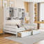 Lit de jour en bois double avec 2 tiroirs, armoire et tablette tout-en-un, blanc