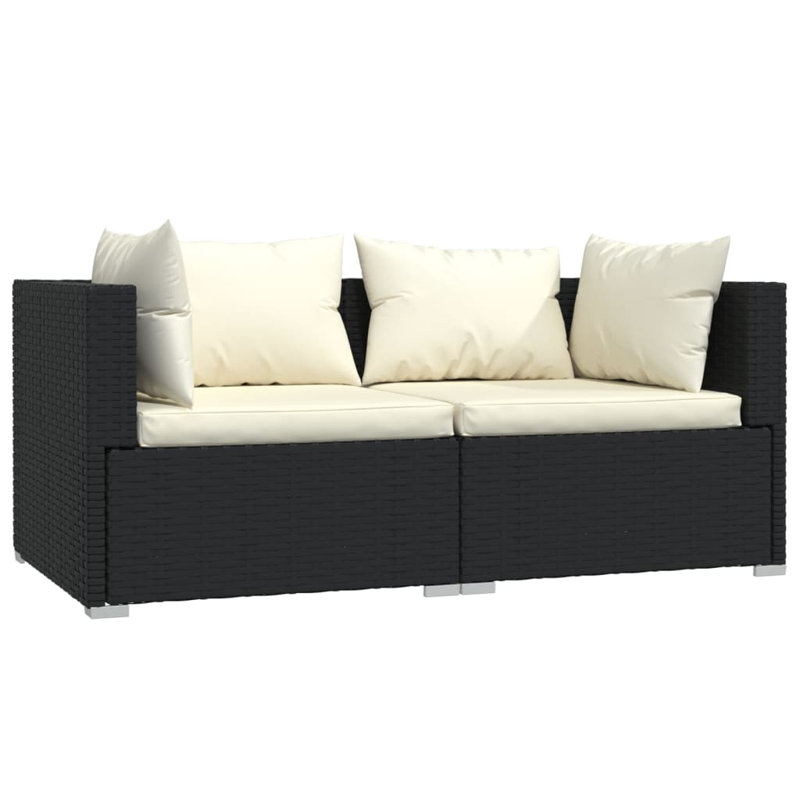 Ensemble de conversation modulaire avec coussins Lohner, Noir, Crème