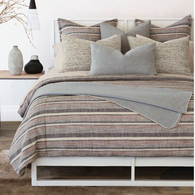 Ridge Rustic Linen Blend Baffle Box Stitch Striped Comforter