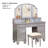 Transitional Style  1Pc Vanity W/ Stool Set Knob Handles Storage Drawers 3-Sidded Mirror Bedroom Furniture-1128662045