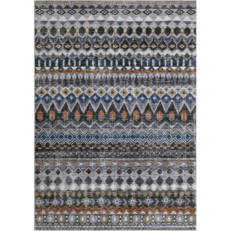 2x6 Runner Rug Vintage Distressed Geometric Hallway Carpet Machine Washable Non-Slip Indoor Long Rug Non-Shedding Accent Carpet Beige