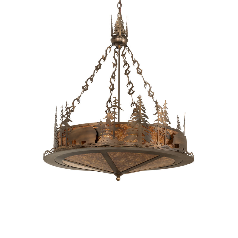 34" Wide Bear At Lake Inverted Pendant