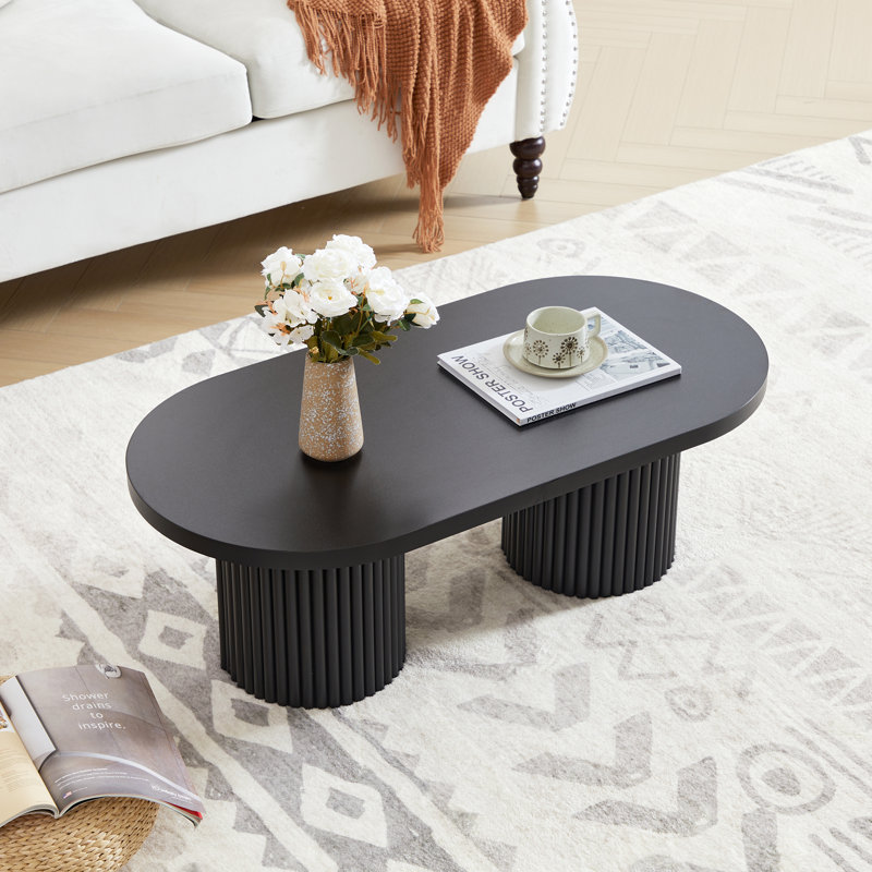 Table basse ovale simple 39,38 po, Noir