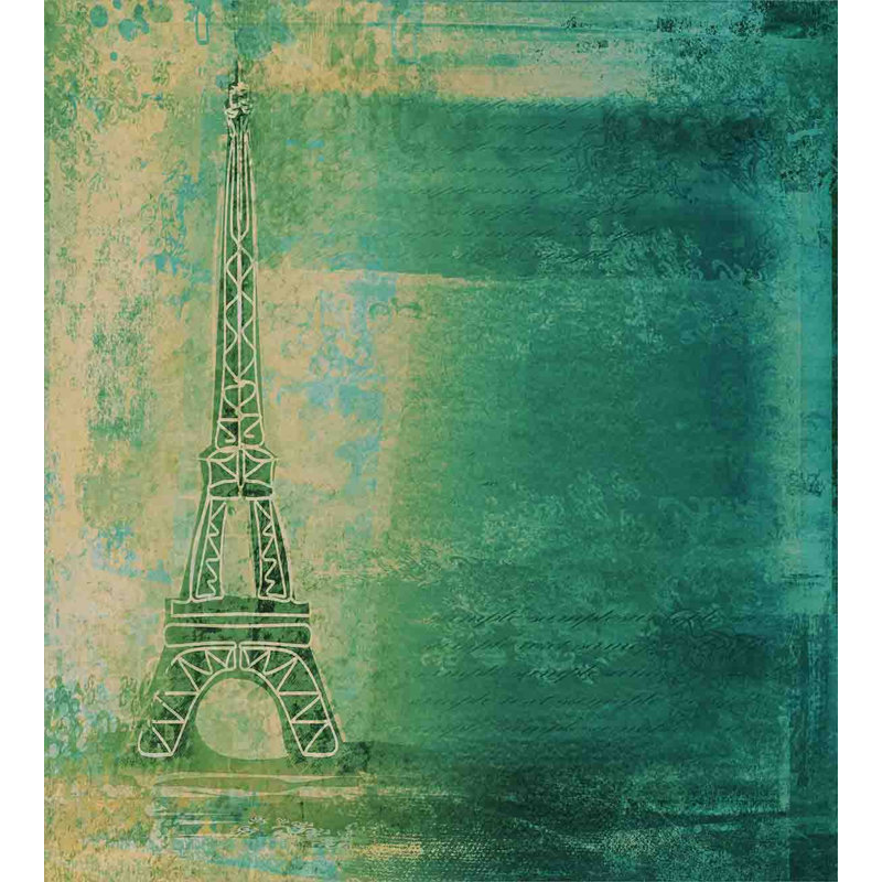 Teal Mustard Eiffel Tower Twin Duvet Cover Set