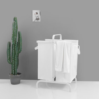 2-tier 110l Large Oxford Laundry Hamper, Clothes Sorter With Lid & Sorting Cards, Clothes & Toy Storage Organizer, White