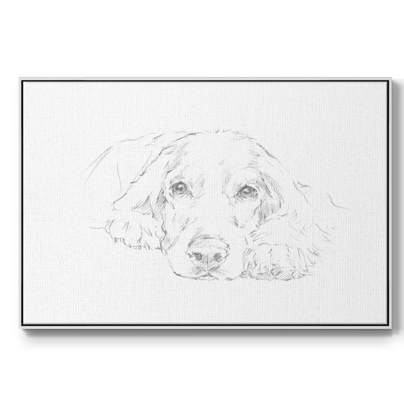 Lazy Dog II, H 17 po x l 25 po x P 2 po, Toile avec cadre blanc, Pas de tapis