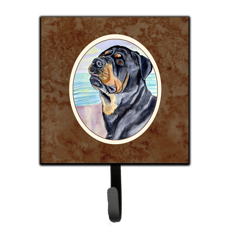 Pelin Metal Wall Organizer with Key Hooks, Grey/Brown/Pink, Rottweiler