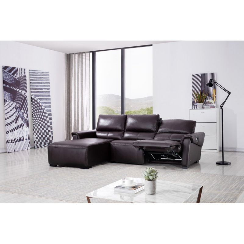 Minnich Upholstered Power Reclining L-Shaped Sectional, Left Hand Facing, Smoke