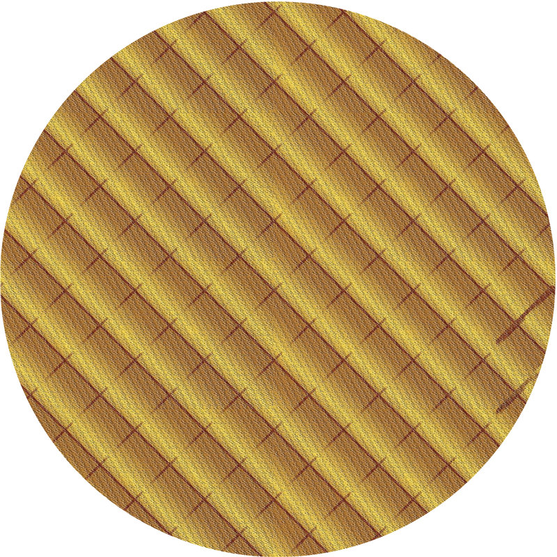 Tapis jaune moutarde tissé à la machine, Rond 7 pi