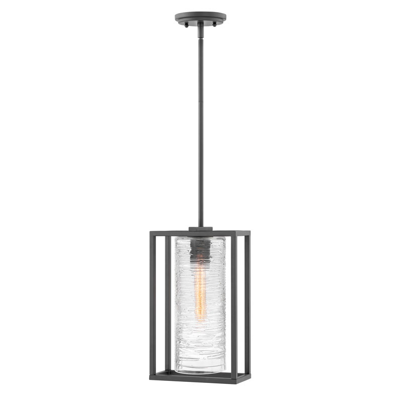 Luminaire suspendu d'extérieur noir à 1 lumière Pax H 15,25 po Pax