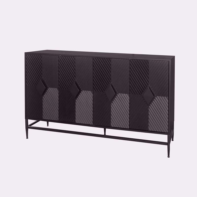 Armoire de rangement en bois laqué à 4 portes Accent, pour le salon, le vestibule, le couloir, le bureau, la cuisine et la salle à manger