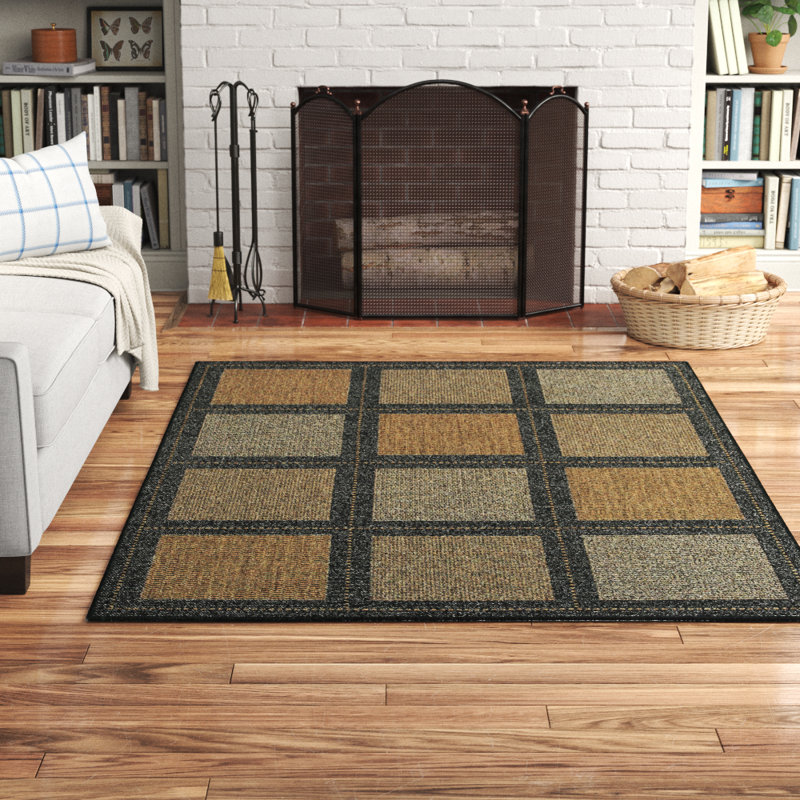 Tapis intérieur / extérieur noir Sania, Rectangle 3 pi 9 po x 5 pi 5 po