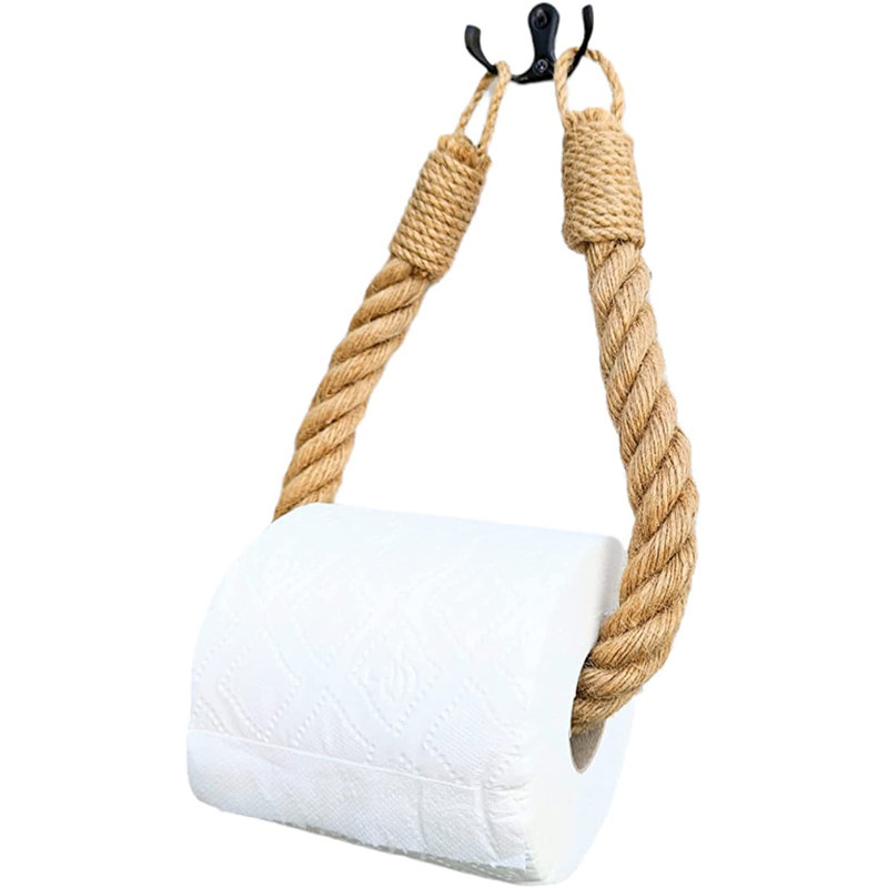 Brompton Wall Mounted Toilet Paper Holder, Light Brown/Black