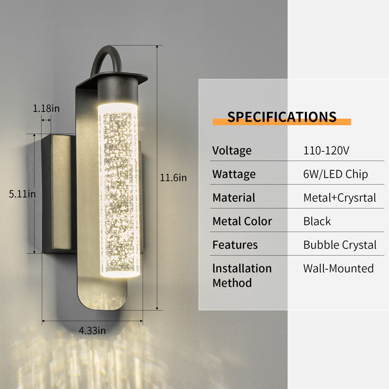 Modern Wall Sconces Set Of Two Indoor Wall Lamp Led 4000k Neutral Wall Lights With Bubble Crystal Wall Mounted Light Living Room Bathroom Dimmable Sconce Wall Lighting
