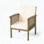 Chaises club d'extérieur en bois d'acacia avec coussins crème (ensemble de 4) - Finition gris campagnard