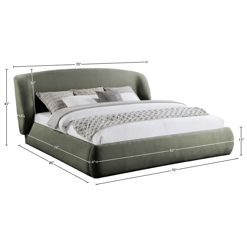 Lit tapissier Sandro, Tissu chenille vert, Double