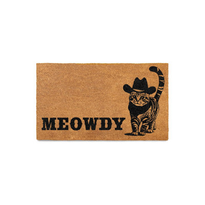 Meowdy Doormat 30X17 Inch, Cat Front Door Mat For Covered Outdoor Area, Black Cat Welcome Mats For Front Door Gift, Coir Outdoor Doormat