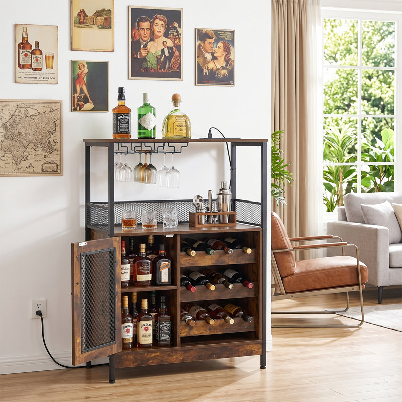 Wine Bottle & Glass Rack, Dark Brown