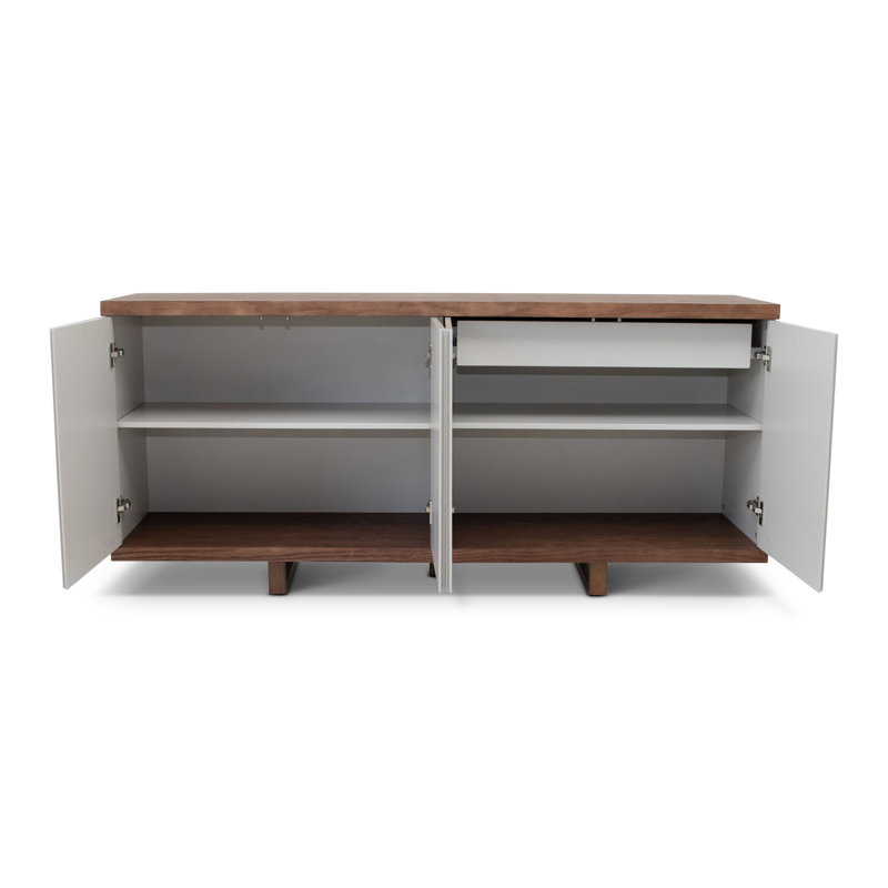 Modern Brazilian 71'' W Solid Wood Sideboard, Nogal/Off White