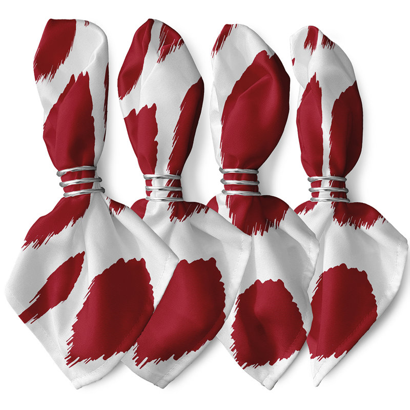 Kynaat Polyester Ikat Square Napkin, Red