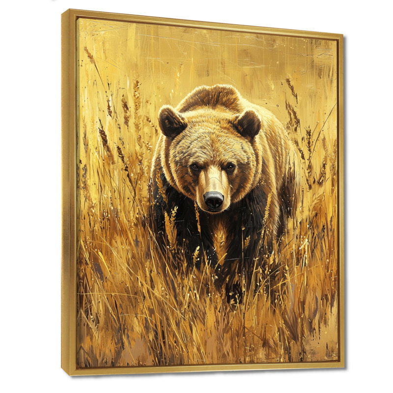 Alachua - Animals Canvas Wall Art, Floater Framed Print, 32" H x 16" W, Gold