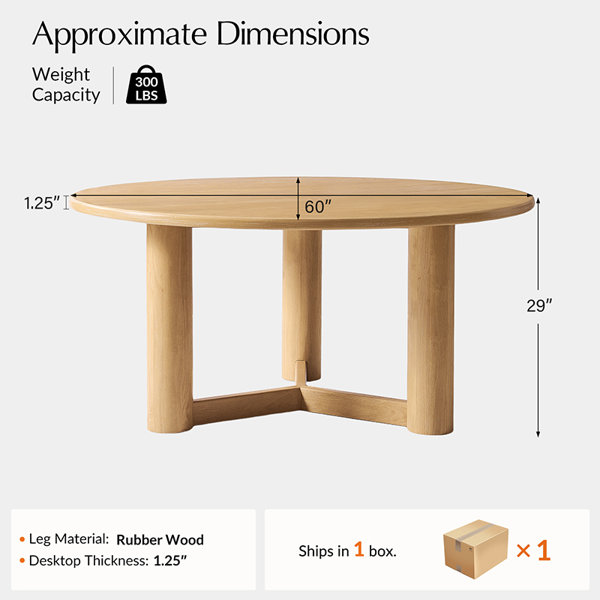 Ivy Bronx Howarth 60" Farmhouse Solid Wood Round Dining Table & Reviews ...