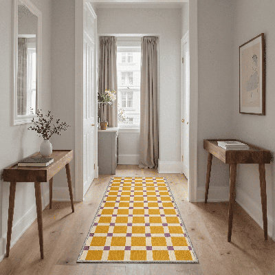 Coady Modern Geometric Machine Washable Mustard/Beige/Purple Indoor Area Rug with Non-Slip Backing