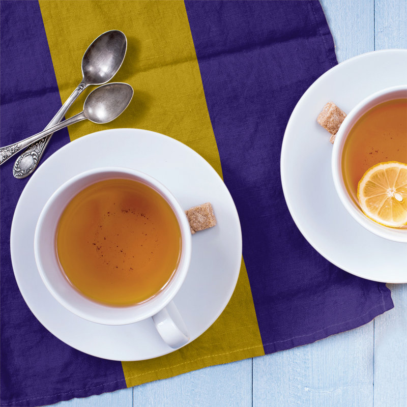 Stripe Tea Towel Kitchen Towel, Cotton Twill, Blue/Yellow Football