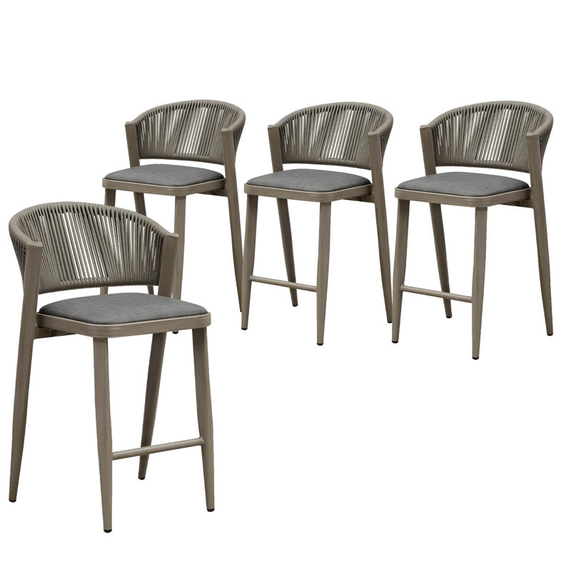 Tabouret d'extérieur avec coussin Brasia, 25.79", gris