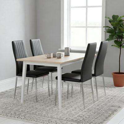 Ensemble de 4 chaises de salle à manger modernes avec pieds en métal, chaises de cuisine et de salle à manger à haut dossier