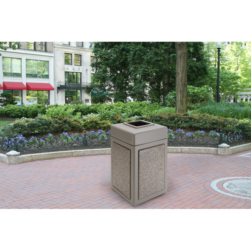 Poubelle® 42 gallons StoneTec, Beige avec bleu-gris
