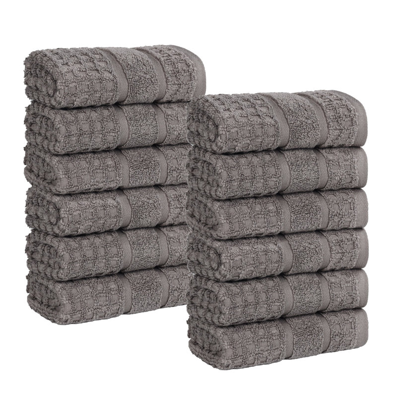  Ensemble de serviettes de bain en coton Zero-Twist - texture gaufrée nid d'abeille - séchage rapide, Gris anthracite