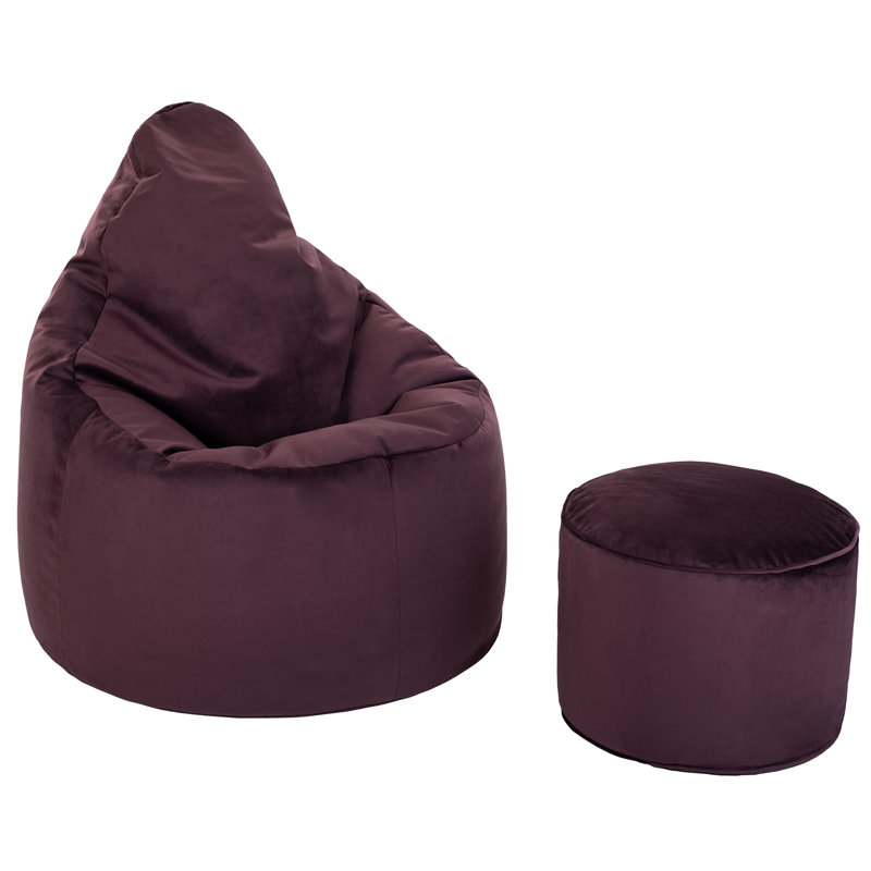 Velvet Bean Bag Chair, Purple
