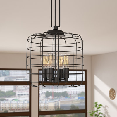 Luminaire suspendu cylindrique à 4 lumières