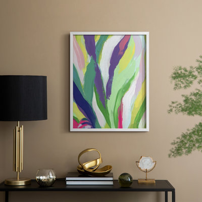 «Bright Tropical Abstraction», reproduction encadrée en V - bois massif