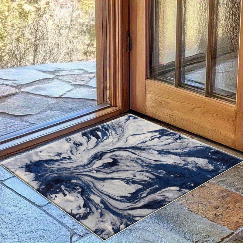 Abstract Blue And White Area Rug, Soft And Lightweight, Suitable For All Seasons, Easy To Maintain And Easy To Clean, Machine Washable Carpet Floor Mat, Suitable For Living Room, Bedroom, Dining Room, Hallway, Balcony, Room Decor, Home Decor, Outdoor Dec