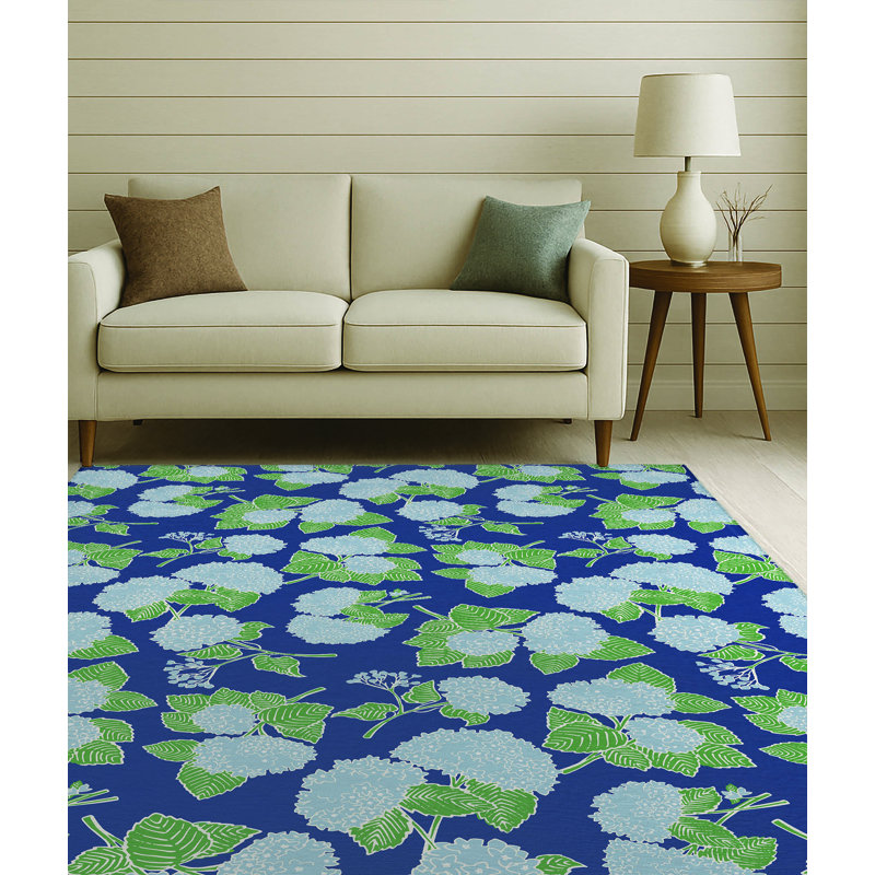 Tapis décoratif Hydrangea, Rectangulaire 8 pi x 10 pi