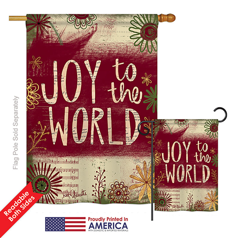 Ensemble de 2 drapeaux en polyester 2 côtés, joy to the world winter wonderland impressions