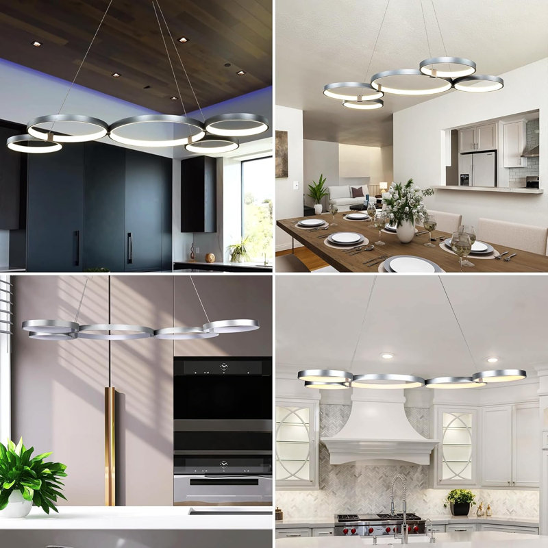 Lustre ajustable géométrique 5 lumières Aeilt, Aluminium