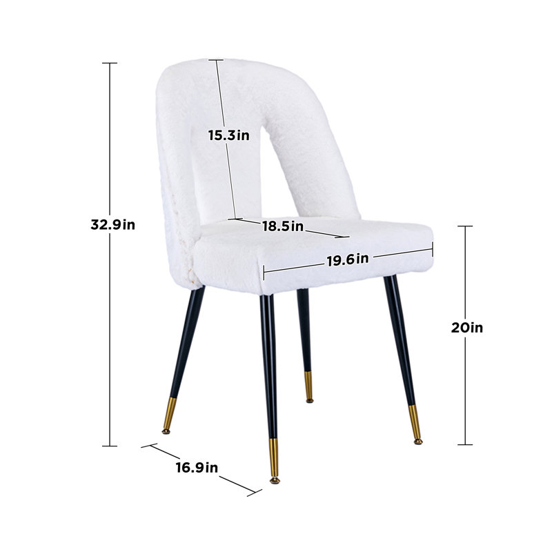 Chaise d'appoint rembourrée Kensley, Fausse fourrure de lapin ivoire