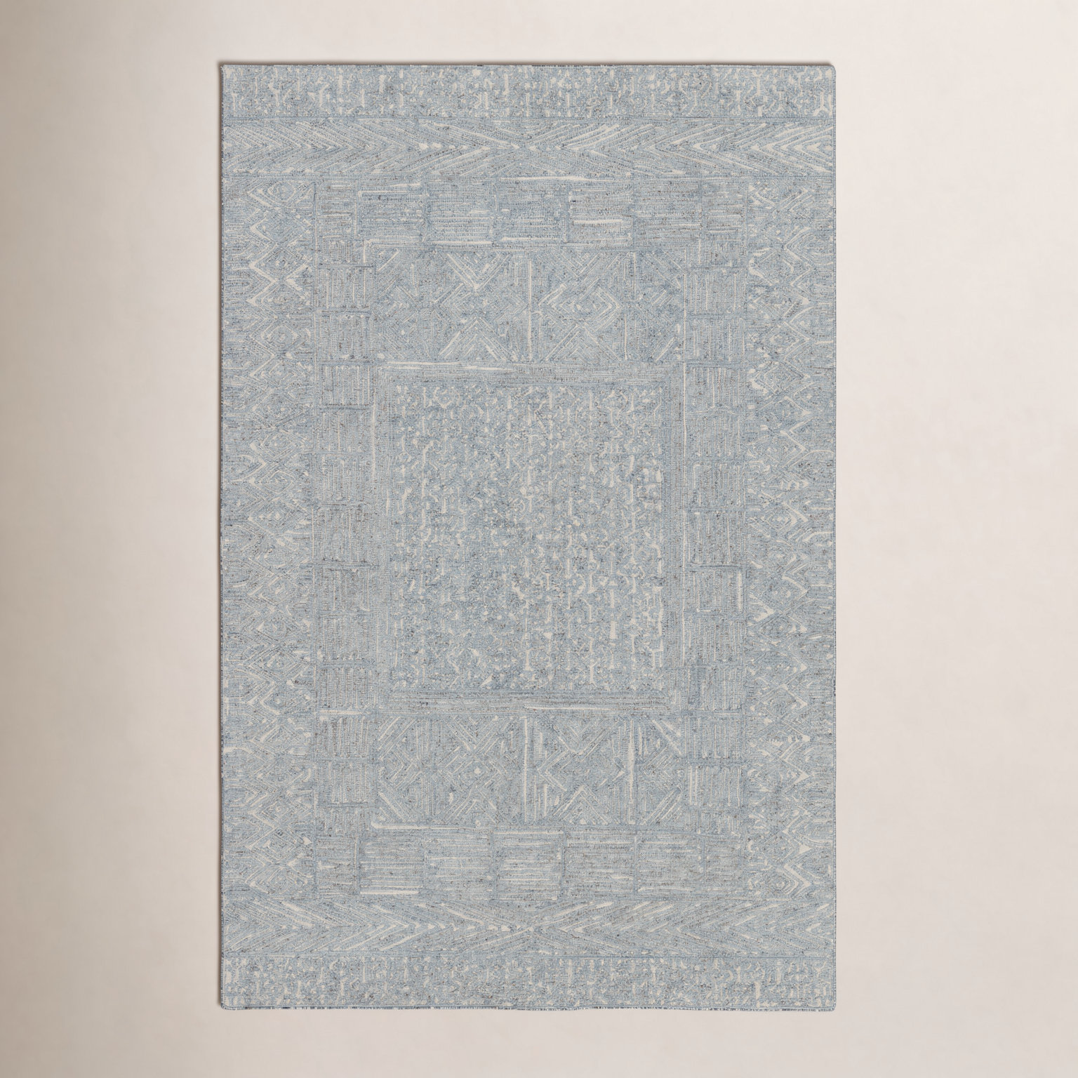 Christie Blue Cream Hand-Tufted Geometric Rug, Rectangle 12' x 15'