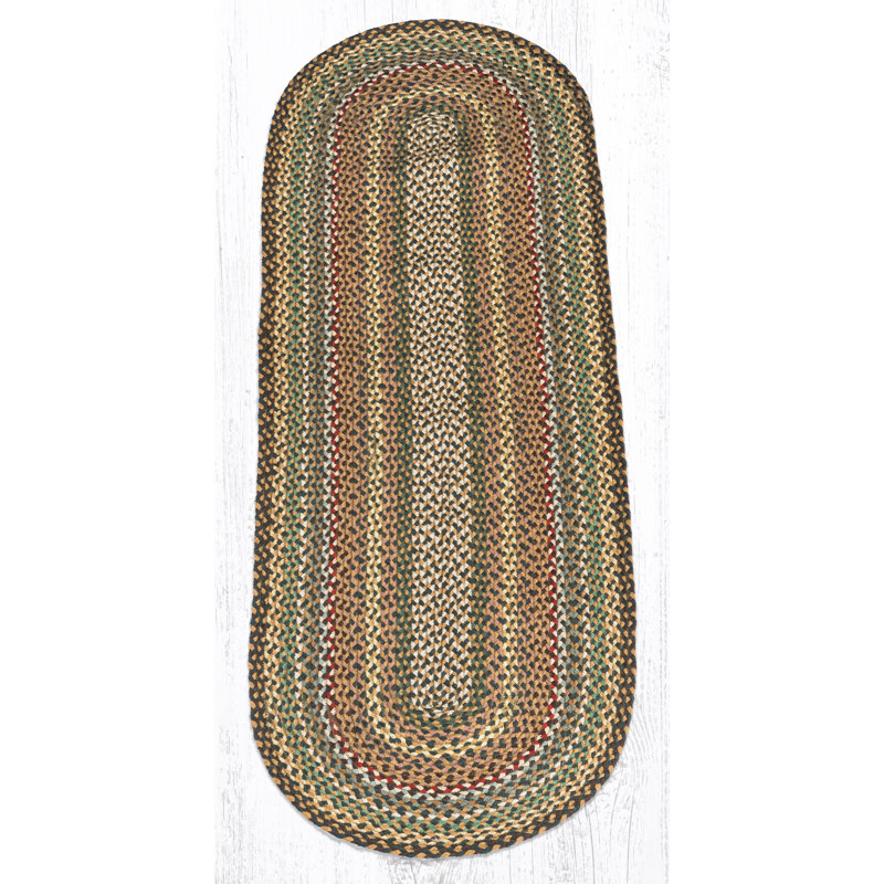  Natural Jute Oval Rug – Fir & Ivory Braided Rug – Durable Farmhouse Décor, Oval 2' x 6'