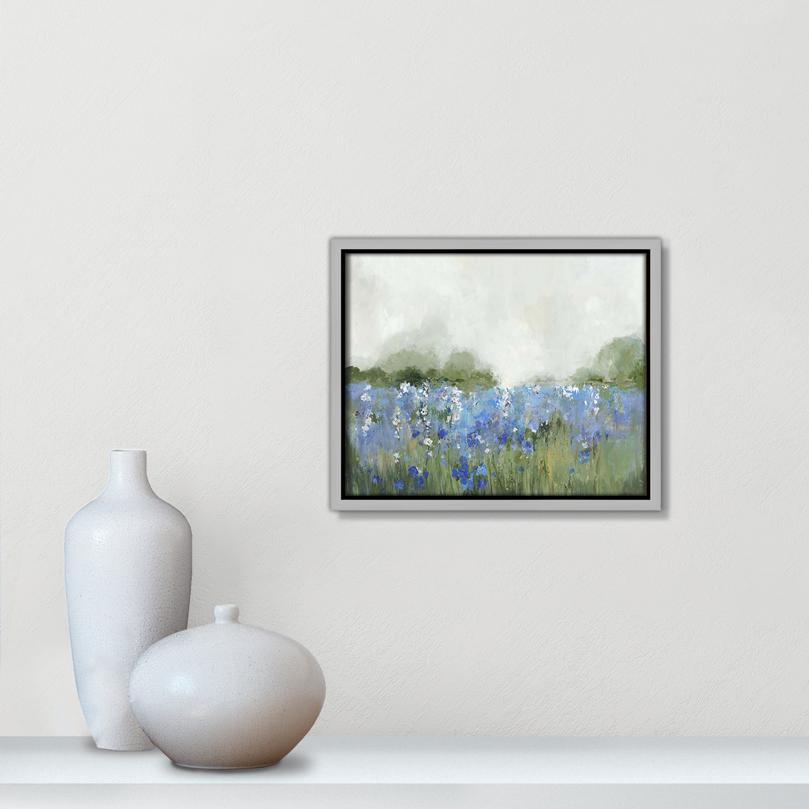 Meadows Bluebels Field "Meadows Bluebells Field" Print, 9.5" H x 11.5" W x 2" D, Silver Framed